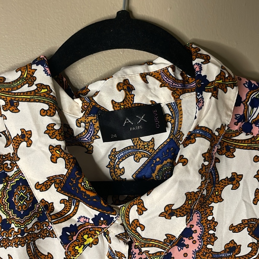AX Paris  Curve Printed Long Sleeve Button Down Shirt  Dress  Plus Size  Size 20 - Picture 2 of 6